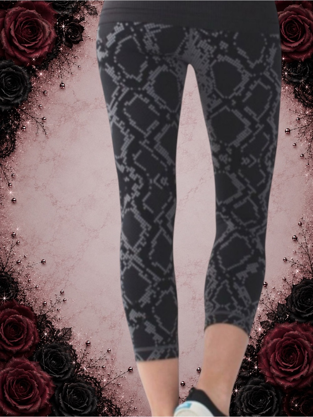 Preowned Lululemon Wunder Under Crop (Hi-Rise) Full-On Luon Snake Slate Deep 6 - Picture 2 of 8
